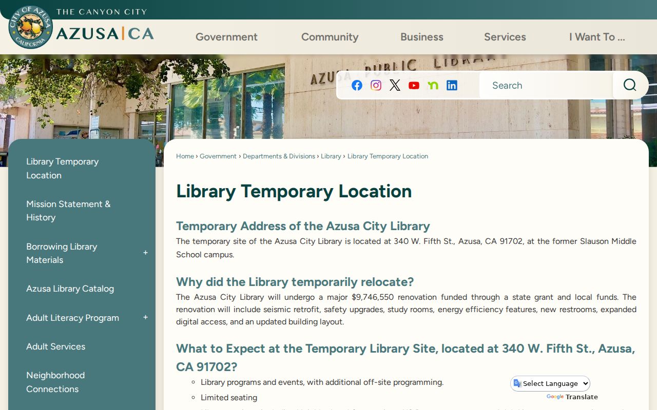 Azusa city directory local history access at the temporary library