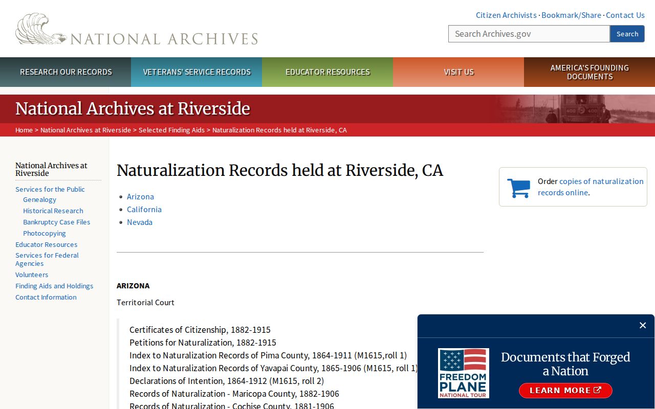 Azusa city directory historical naturalization record search at NARA Riverside
