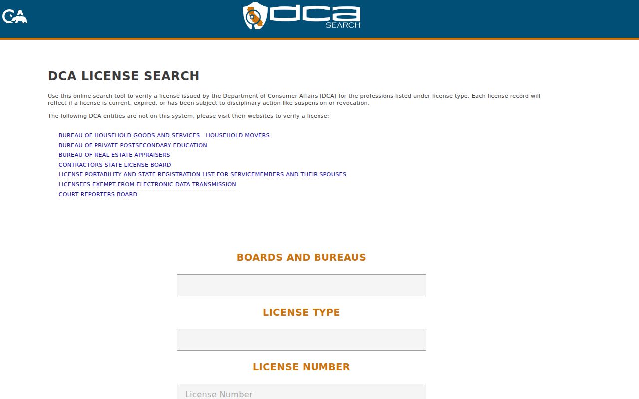 Azusa resident lookup California professional license search